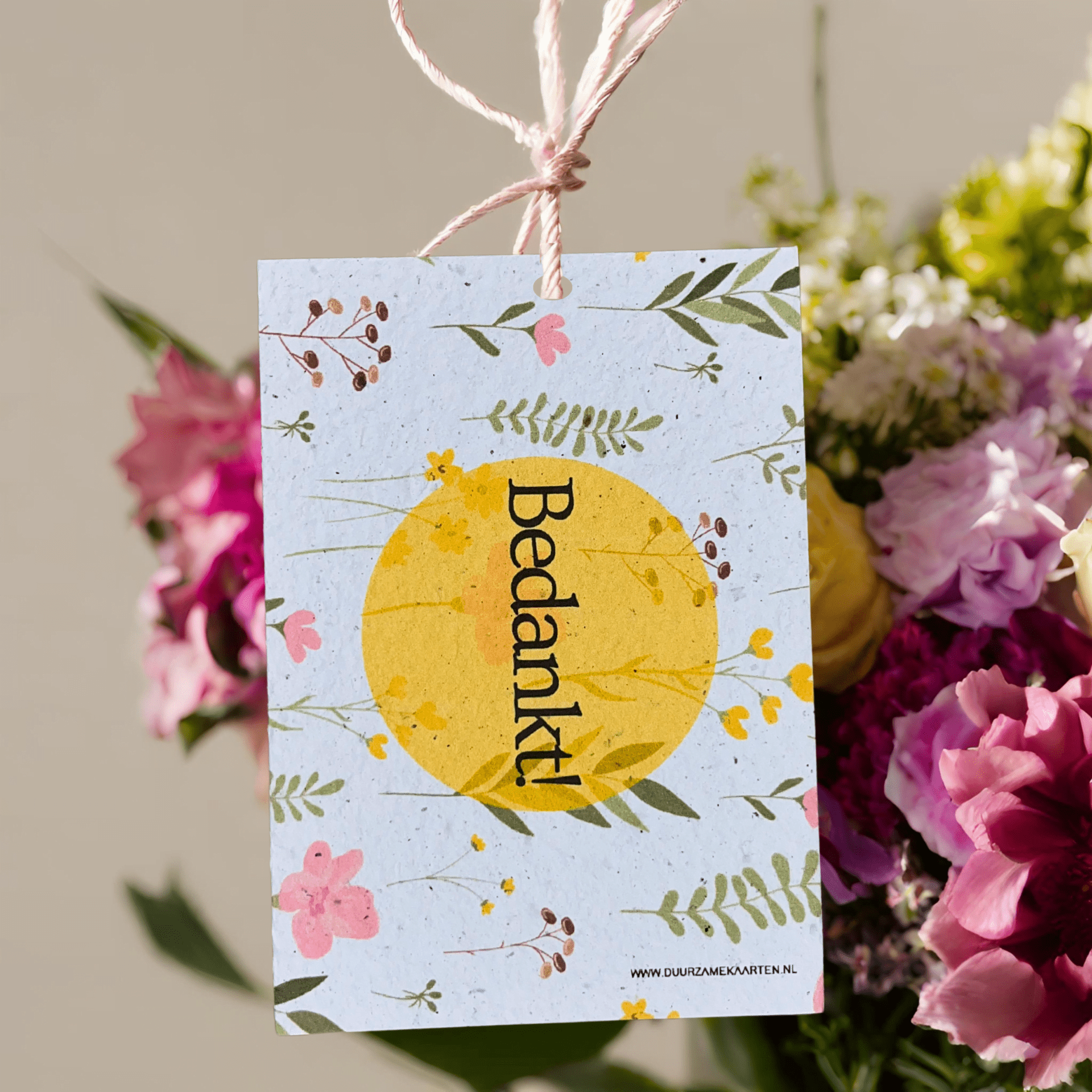 Bedankt bloemen wenskaart
